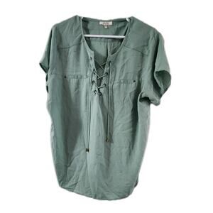 MPH collection green blouse womens plus size 2X Sheer Flowy